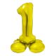 Gold 1 Gold număr balon de folie cu bază 72 cm