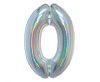 Numere Argint holografic, balon folie număr 0 argintiu 76 cm