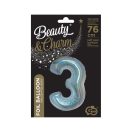 Numere Holographic Silver, Balon din folie argintiu cu cifra 3, 76 cm