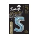 Numere Argintiu Holografic, Balon folie numărul 5 Argintiu 76 cm