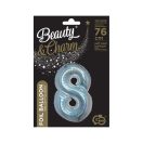 Numere Holographic Balon din folie Argintiu Nr. 8 76 cm