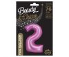 Numere Satin Pink, Balon de folie roz numărul 2, 76 cm
