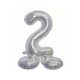 Holographic Silver, Argintiu Balon folie cifra 2 cu bază 72 cm