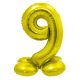 Numere Gold Balon de folie numărul 9 auriu cu suport 72 cm