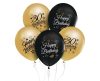 Colorat Happy Birthday 30 Gold-Black balon, balon 5 bucăți 12 inch (30 cm)
