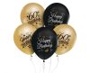 Colorat Happy Birthday 60 Gold-Black balon, balon 5 bucăți 12 inch (30 cm)