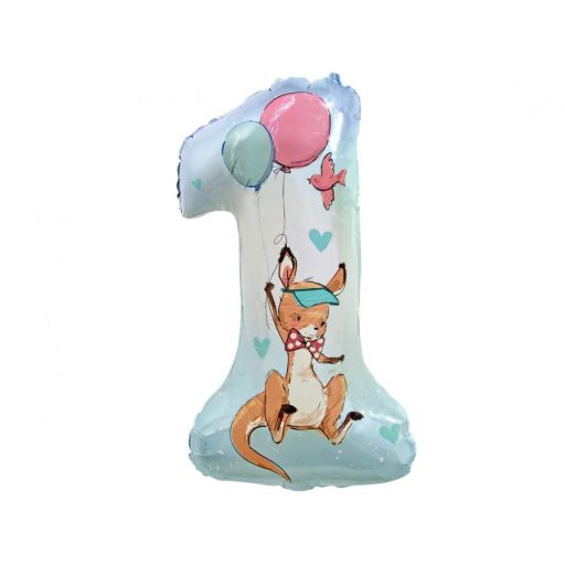 La mulți ani Kangaroo Balon din folie Happy Birthday Cangur, numărul 1, 77 cm