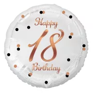 La mulți ani B&C White Happy Birthday 18 balon folie 36 cm