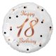 La mulți ani B&C White Happy Birthday 18 balon folie 36 cm