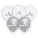 Unicorn Silver balon, set de 5 buc 12 inch (30cm)