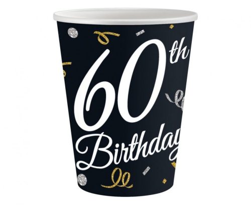 Happy Birthday 60 B&C hârtie pahar 6 buc 200 ml