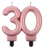 Colorat Lumânare tort Rose Gold Metallic, lumânare cu numărul 30