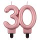 Colorat Lumânare tort Rose Gold Metallic, lumânare cu numărul 30