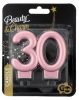 Colorat Lumânare tort Rose Gold Metallic, lumânare cu numărul 30