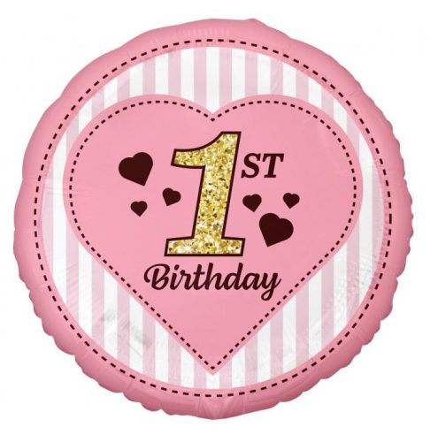 Prima zi de naștere Pink balon folie 36 cm