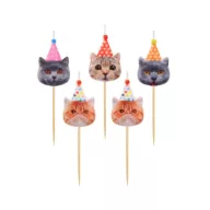   Animale Party Lumânare de tort cu pisici, set de 5 lumânări
