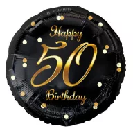La mulți ani B&C Gold Balon folie Happy Birthday 50, 36 cm
