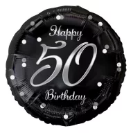   La mulți ani B&C Silver Happy Birthday 50 balon din folie 36 cm