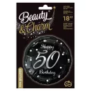 La mulți ani B&C Silver Happy Birthday 50 balon din folie 36 cm