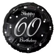   La mulți ani B&C Silver Happy Birthday 60 baloane folie 36 cm
