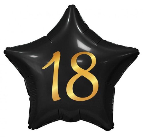 Negru Happy Birthday 18 black Stea balon folie 44 cm