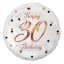 La mulți ani B&C White Happy Birthday 30 baloane folie 36 cm