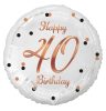 Happy Birthday 40 B&C White balon folie 36 cm
