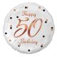 La mulți ani B&C White Happy Birthday 50 balon folie 36 cm