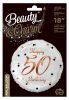 La mulți ani B&C White Happy Birthday 50 balon folie 36 cm
