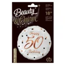 La mulți ani B&C White Happy Birthday 50 baloane folie 36 cm