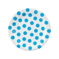   Colorat Sky Blue Polka Dot Farfurie de hârtie cu buline 6 buc 18 cm