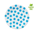 Colorat Sky Blue Polka Dot Farfurie de hârtie cu buline 6 buc 18 cm
