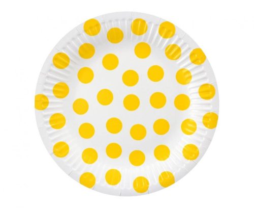 Polka dots Yellow Polka Dot farfurie de hârtie 6 buc 18 cm