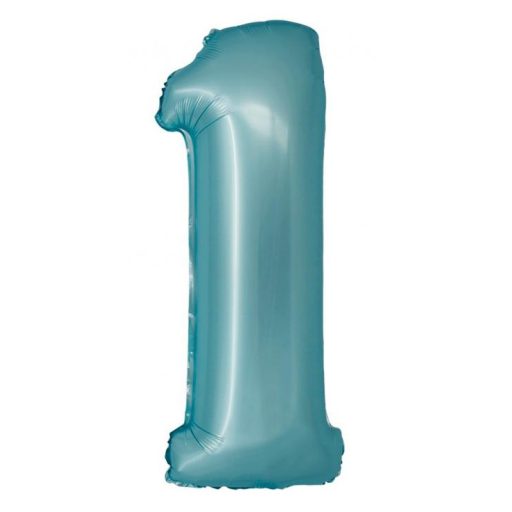 Numere Light Blue Mat Balon folie numărul 1 albastru 76 cm