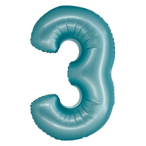 Numere Light Blue Mat Balon din folie Cifra 3 Albastră 76 cm