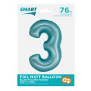 Numere Light Blue Mat Balon din folie Cifra 3 Albastră 76 cm