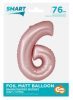 Numere Light Pink Mat Balon din folie roz cu numărul 6, 76 cm