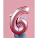 Numere Light Pink Mat Balon din folie roz cu numărul 6, 76 cm