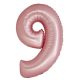 Roz 9 Light Pink Mat număr balon folie 76 cm