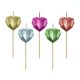 Iubire Metallic Heart Set de lumânări inimioare pentru tort, 5 buc.