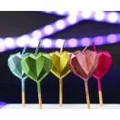 Iubire Metallic Heart Set de lumânări inimioare pentru tort, 5 buc.