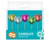 Iubire Metallic Heart Set de lumânări inimioare pentru tort, 5 buc.