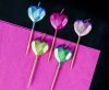 Iubire Metallic Heart Set de lumânări inimioare pentru tort, 5 buc.