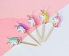 Unicorn Multicolour set de lumânări pentru tort 5 bucăți