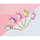 Unicorn Multicolour set de lumânări pentru tort 5 bucăți