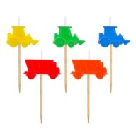   Vehicul Building Works Lumânare de tort de construcție, set de 5 lumânări