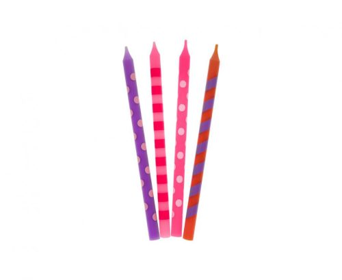 Colorat Dots Set de lumânări roz pentru tort, 16 buc