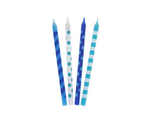 Colorat Dots Set de lumânări de tort albastre, 16 bucăți