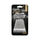 La mulți ani B&C Silver Set de lumânări de argint Happy Birthday 16 buc