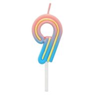   Numere Neon Lumânare colorată numărul 9, lumânare de tort